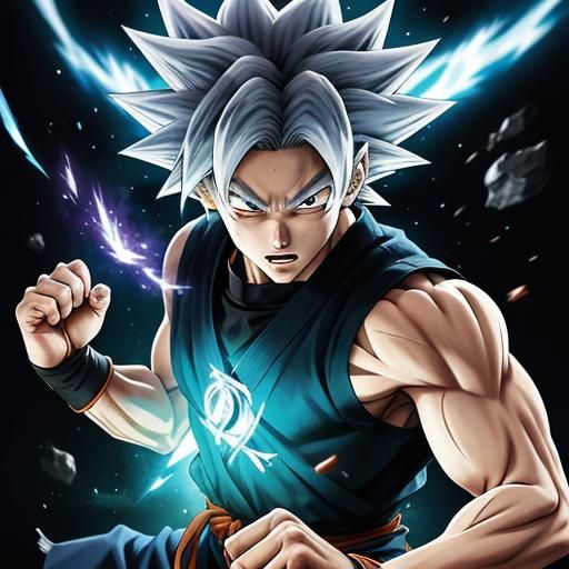 Ultra Instinct Goku in Anime Key Visual Style