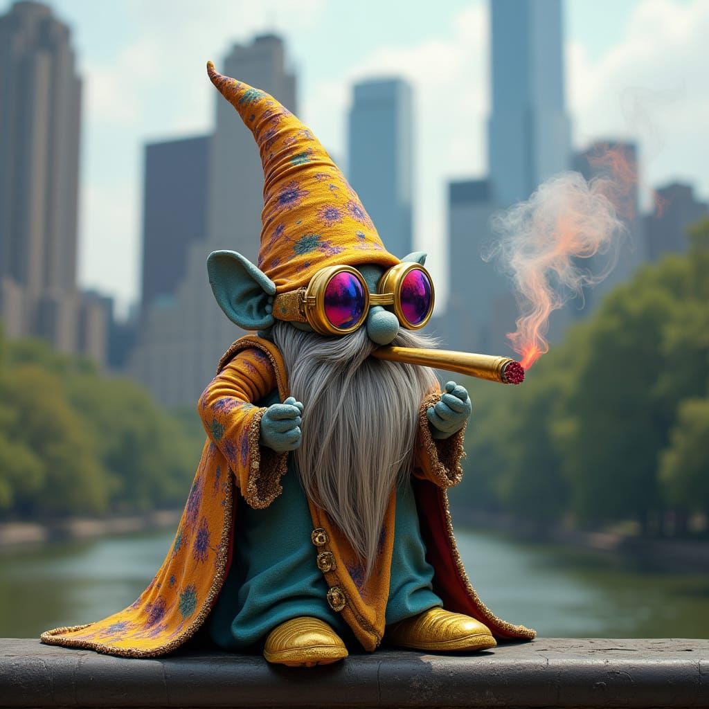 Psychedelic Gnome Guru in Central Park