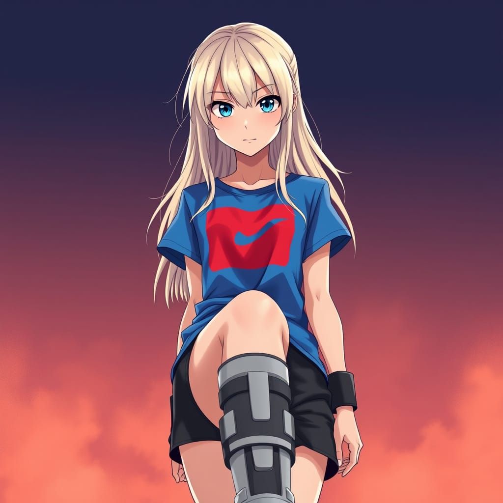 Anime Style Woman with Medical Brace in Manga Scan