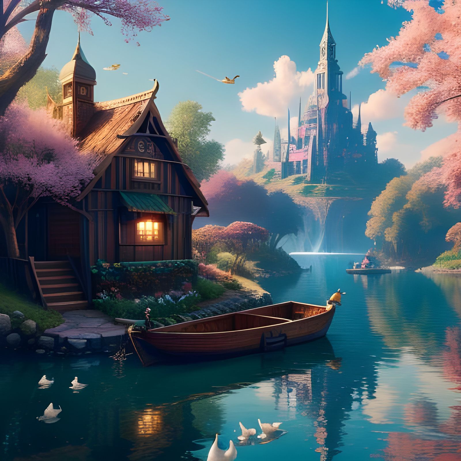 Utopian Fantasy: Sustainable Living with Ducks in 8K