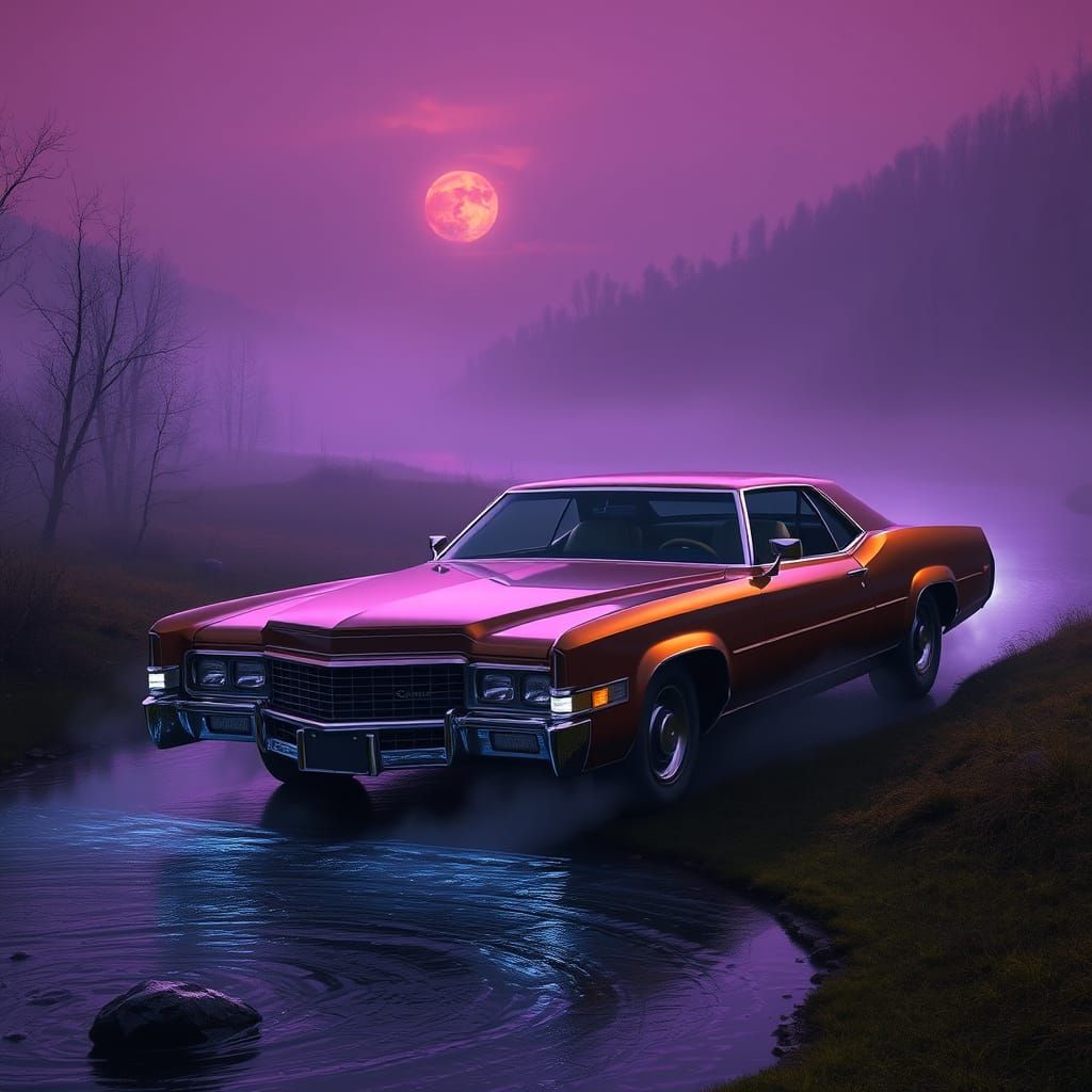 Sleek 1972 Cadillac Muscle Car Conquers Dark Fantasy Realm