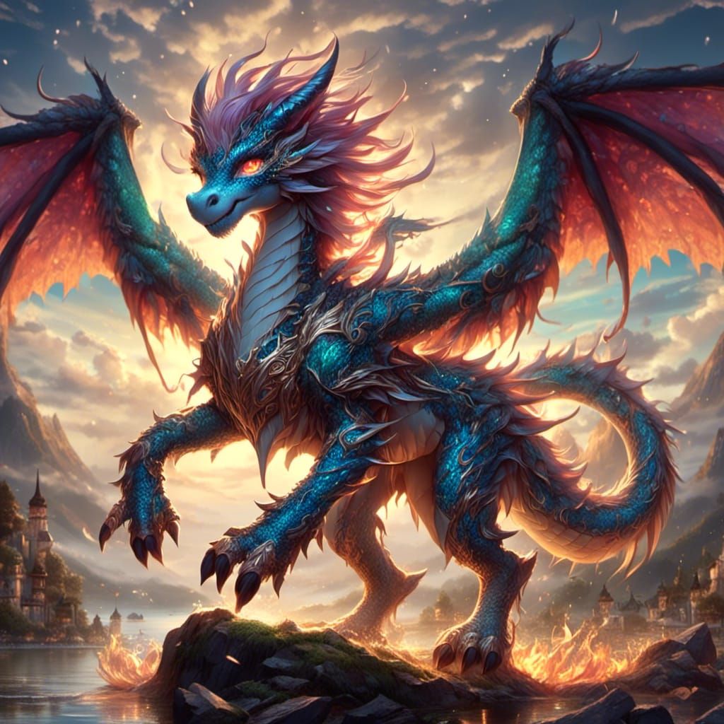 Horse Dragon in Fantasy Art Style