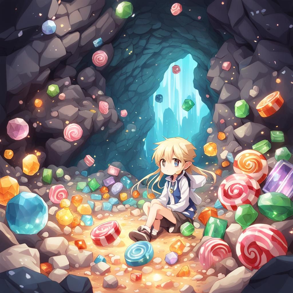 Anime Style Candy Cave with Crystals