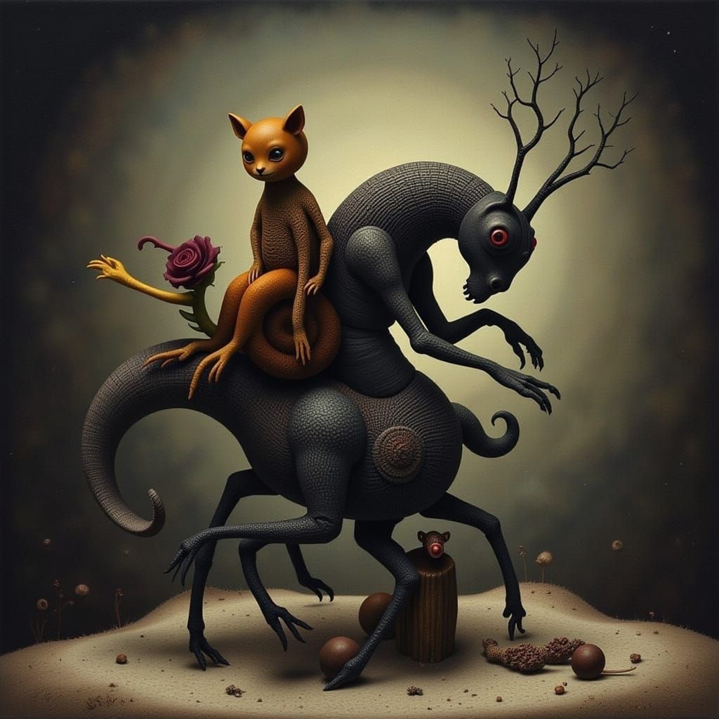 Abstract Claymation Dreamscape in Dark Tones