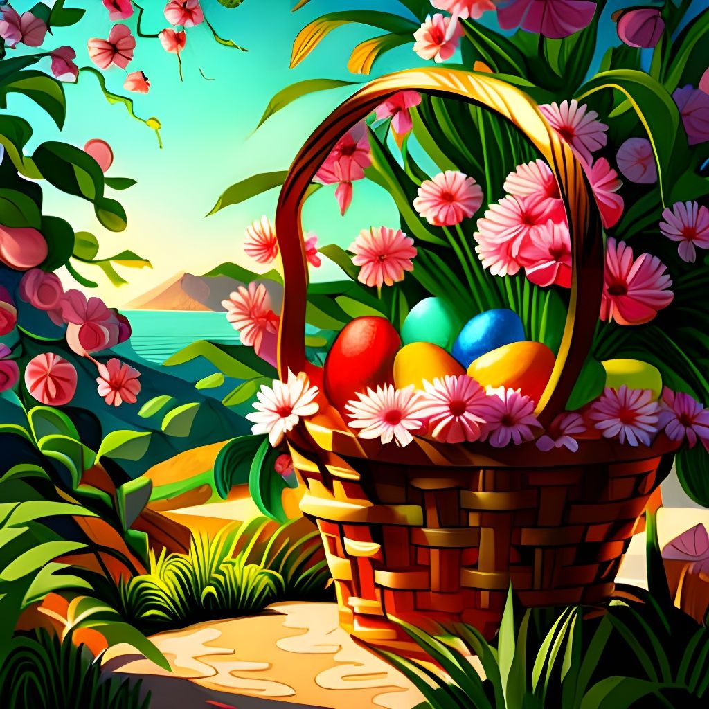 Easter Egg Basket in Paradise: Baroque Art Deco Style