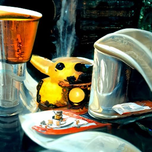 Pikachu at a Party: Oil Painting