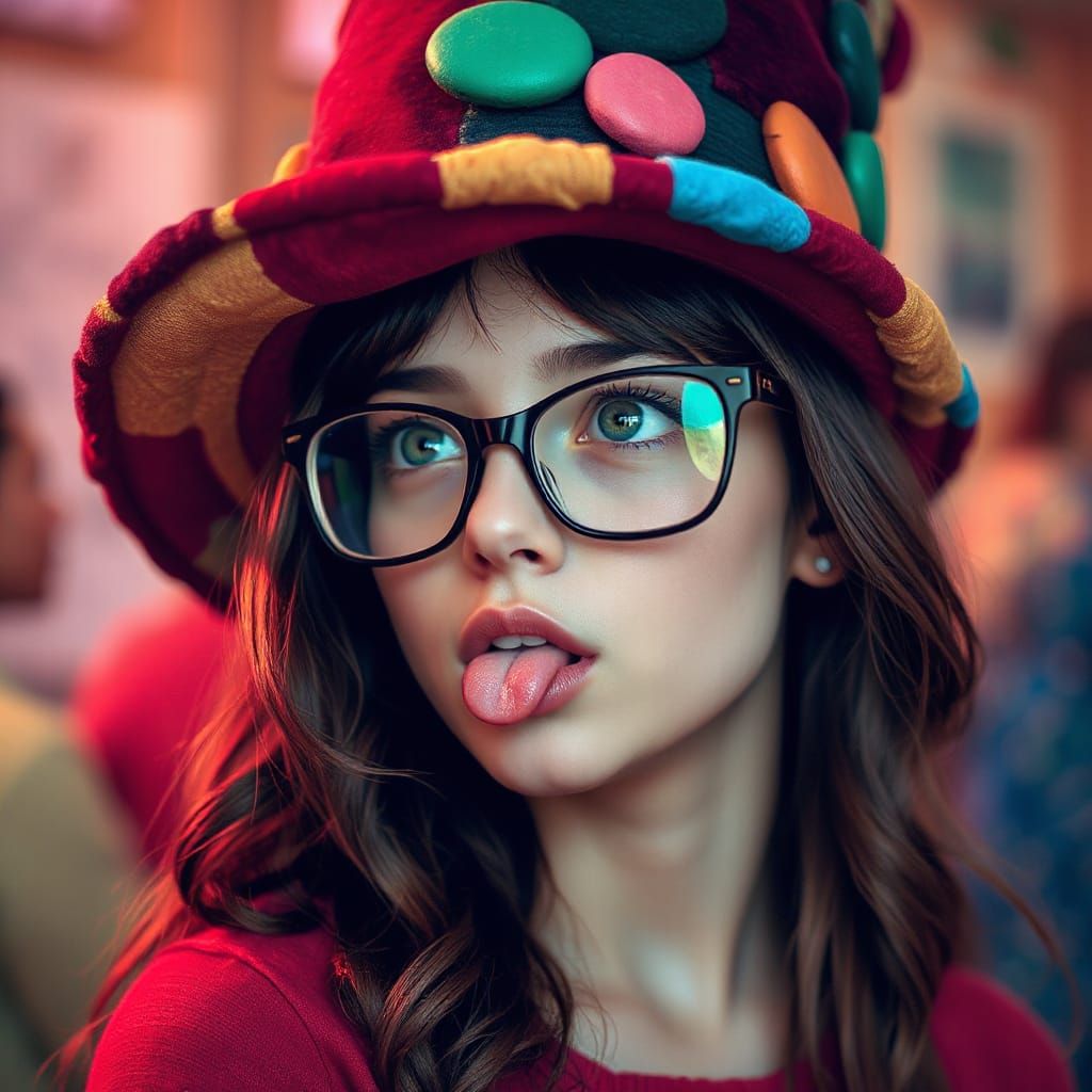 Girl in Fantasy Hat with Snake Eyes, Photorealistic