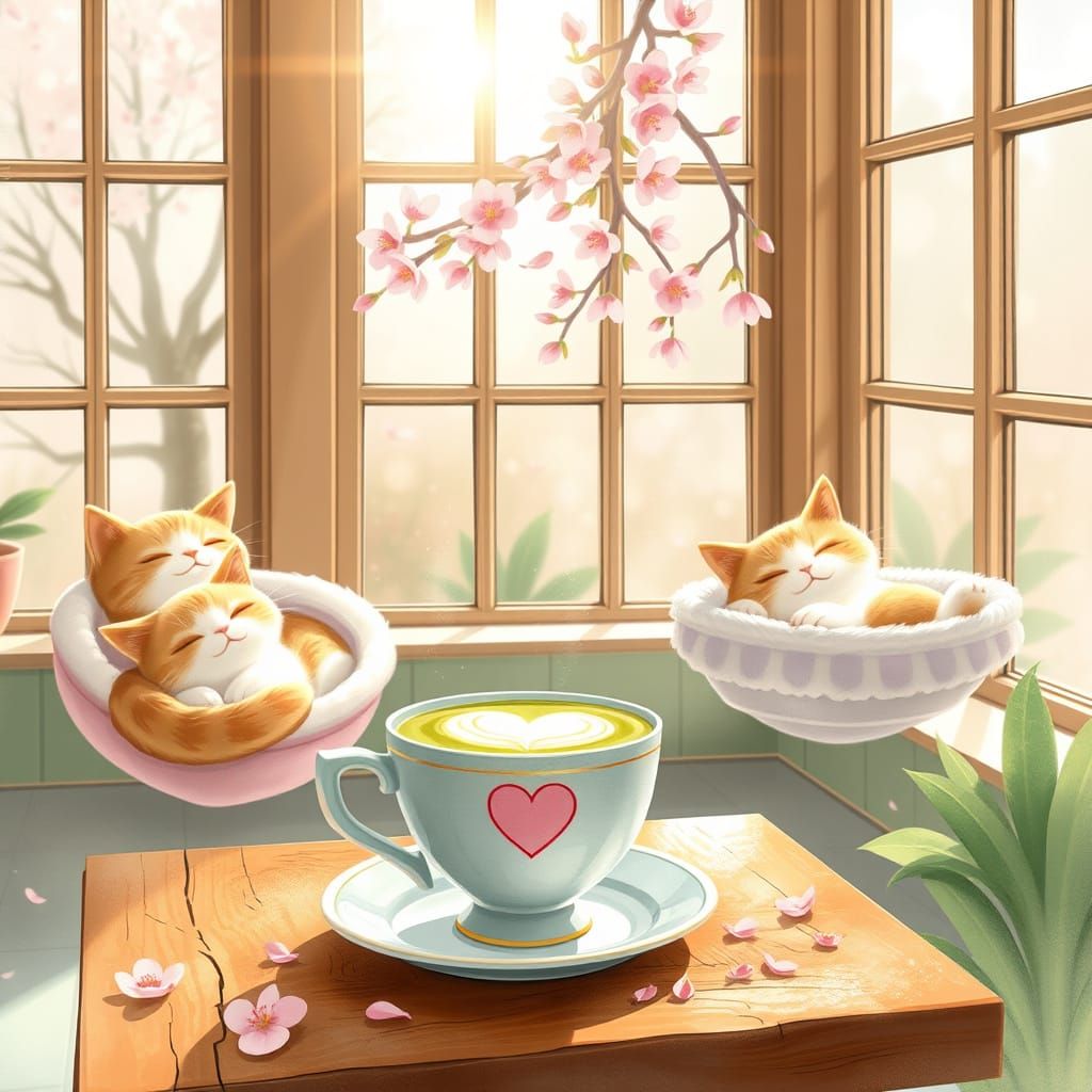 Whimsical Cat Café in Pastel Paradise