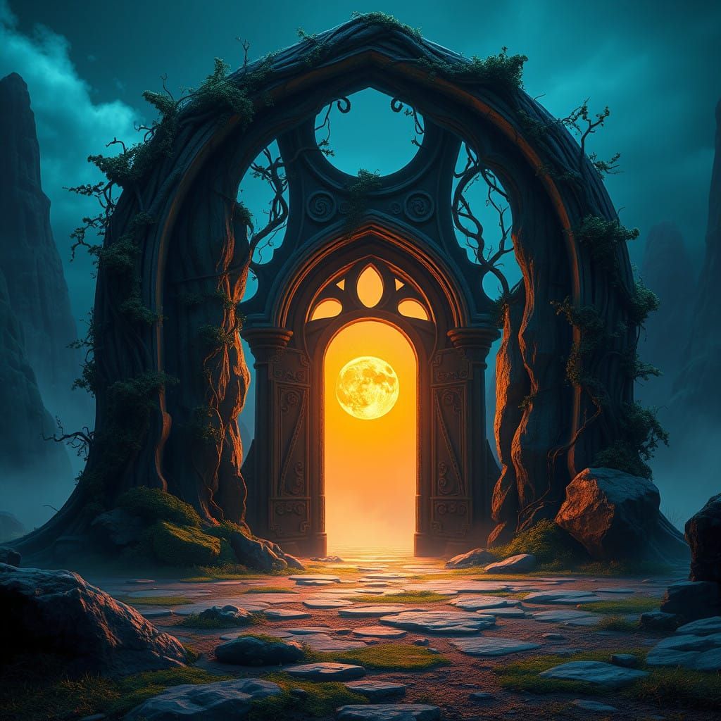 Ethereal Archway in Dreamlike Landscape