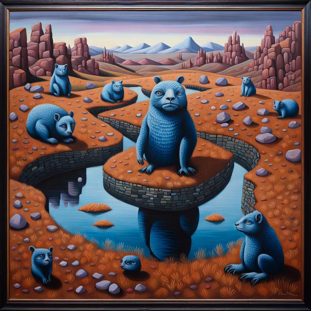 Surreal Oil Painting with Unique Color Scheme
