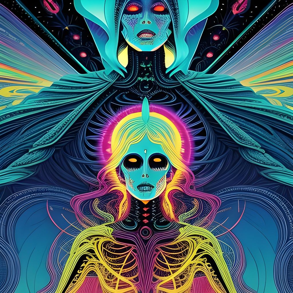 Psychedelic Horror Phantasm in Giger Style