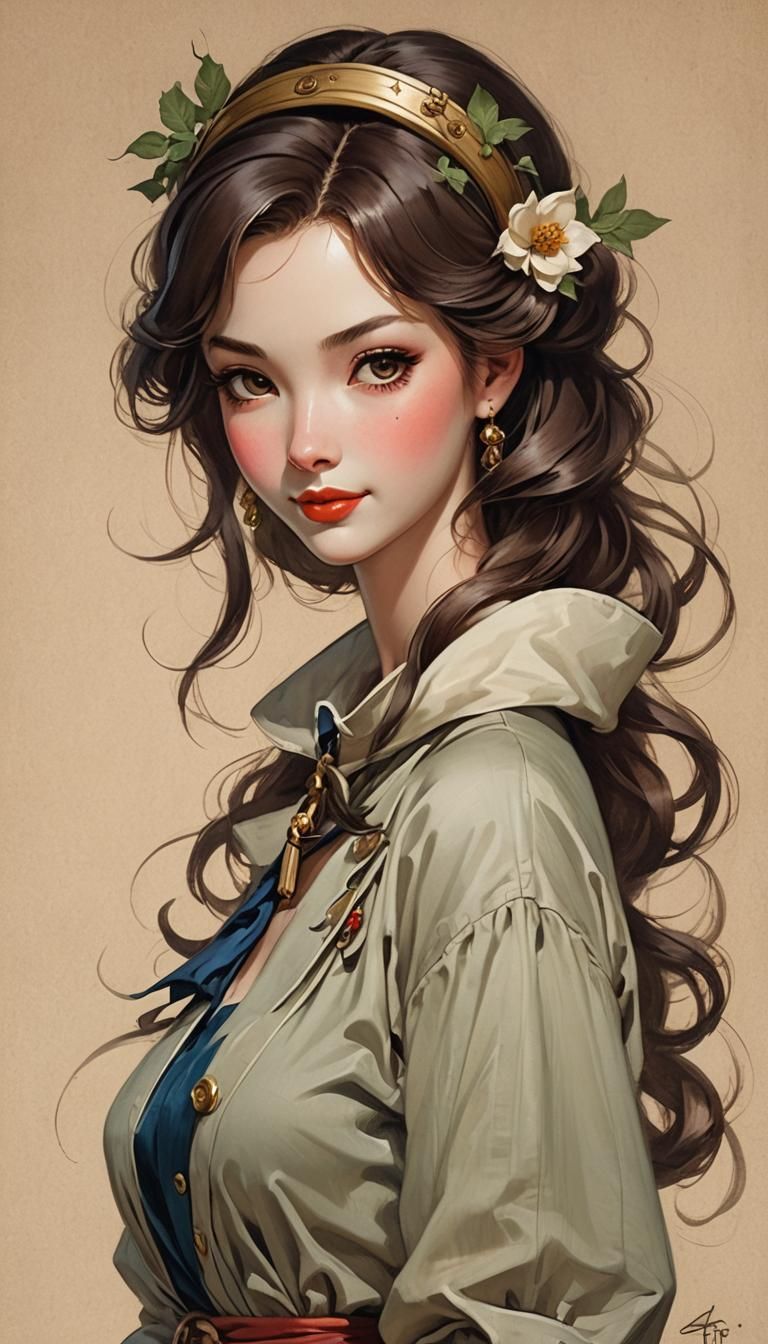Beautiful Woman Doll in Anime Art Style