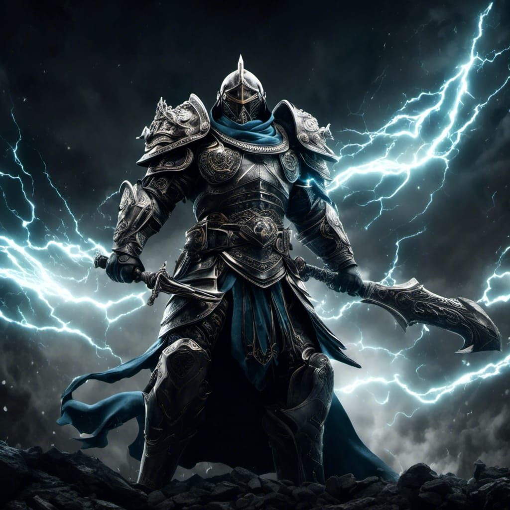 Medieval Marine in Chaotic Battlefield with Color Splash