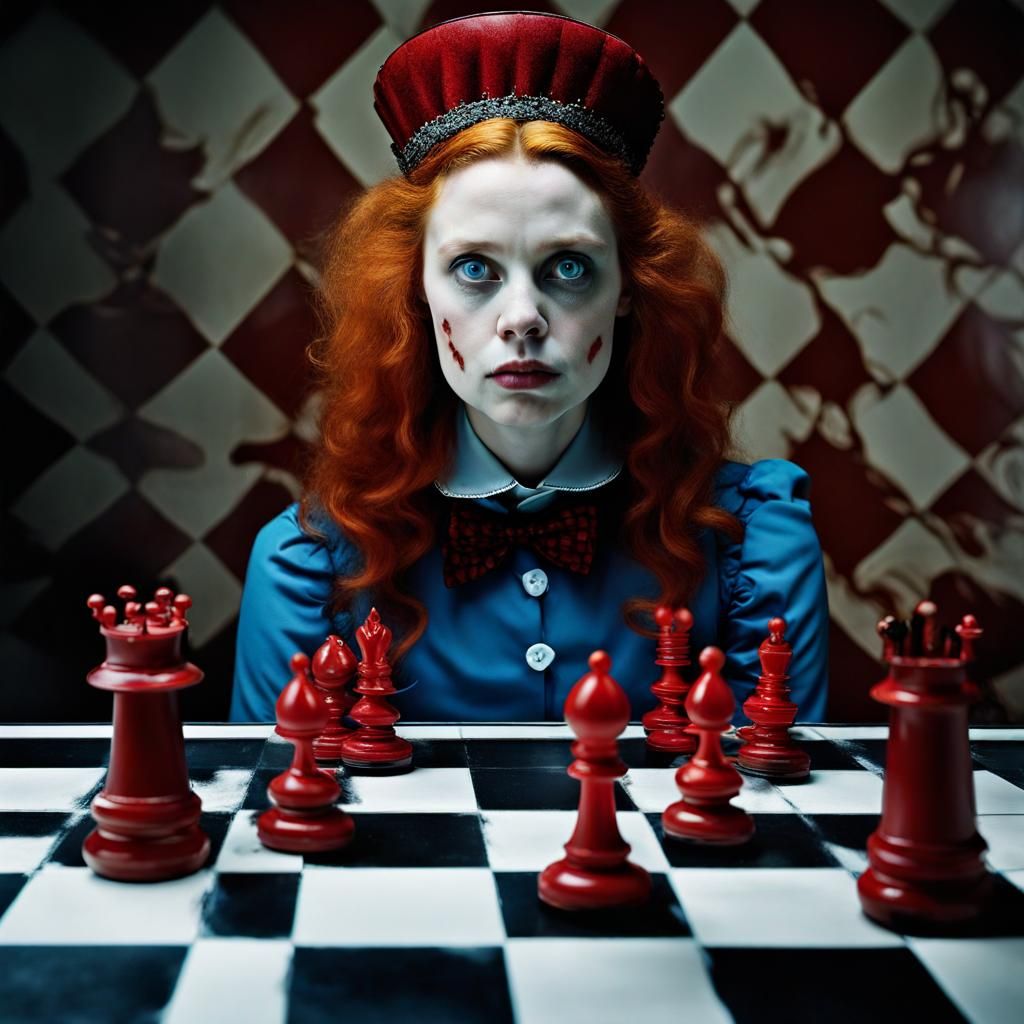 Horror Portrait of Red Queen in Wonderland