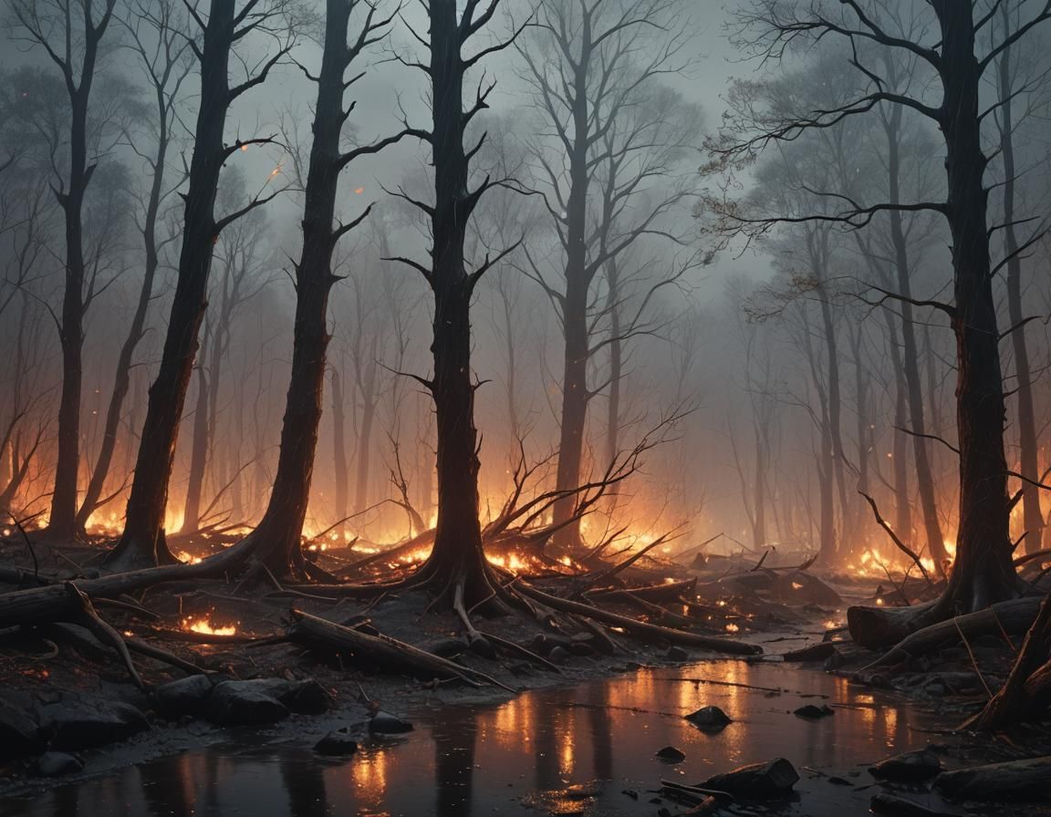 Turbulent Forest Storm: A Digital Matte Painting