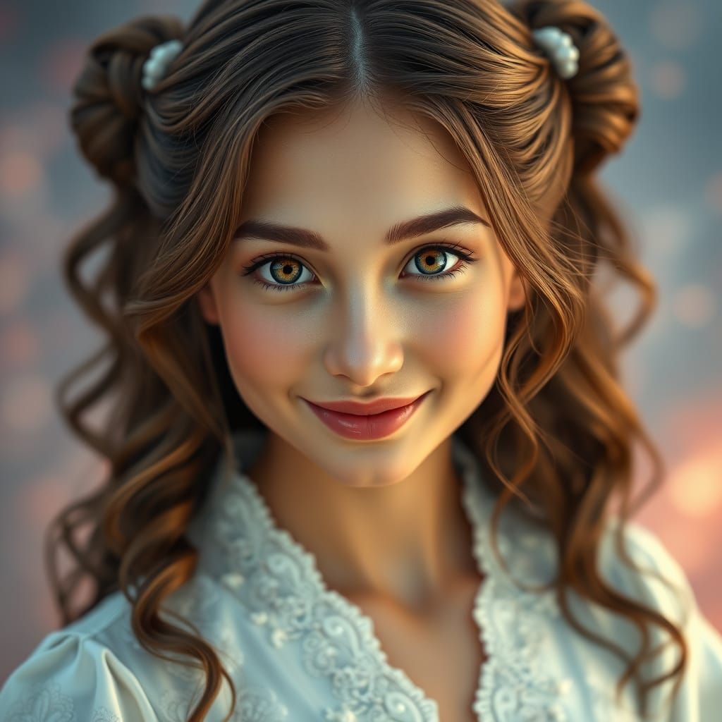 Enchanting Brunette Beauty in Ethereal Gown