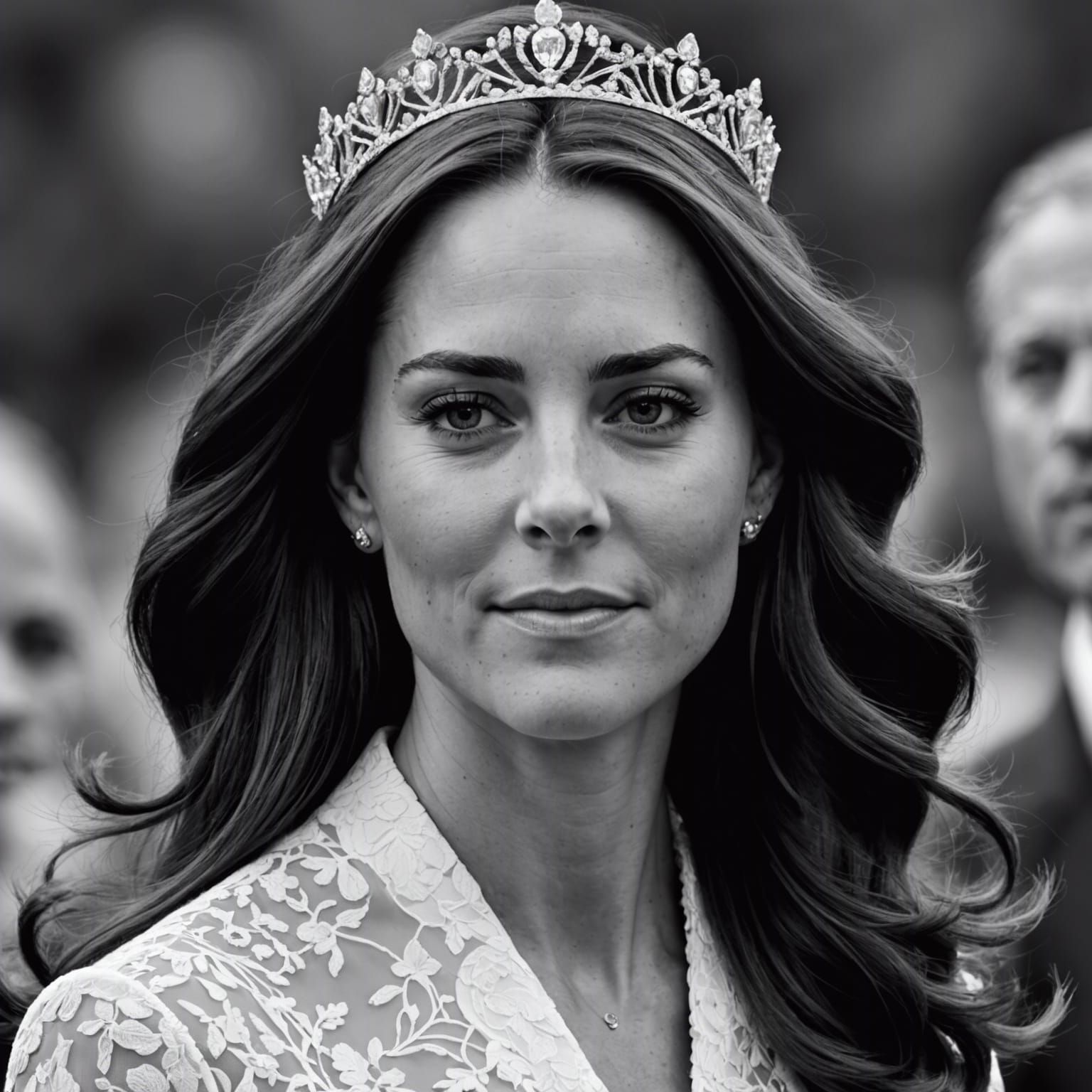 Elegant Black and White Portrait of Princess Kate