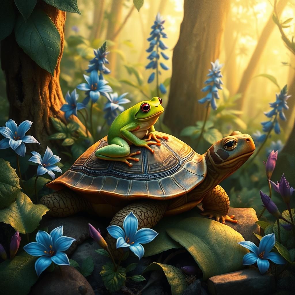 Frog and Turtle in Enchanted Forest, Potter Style