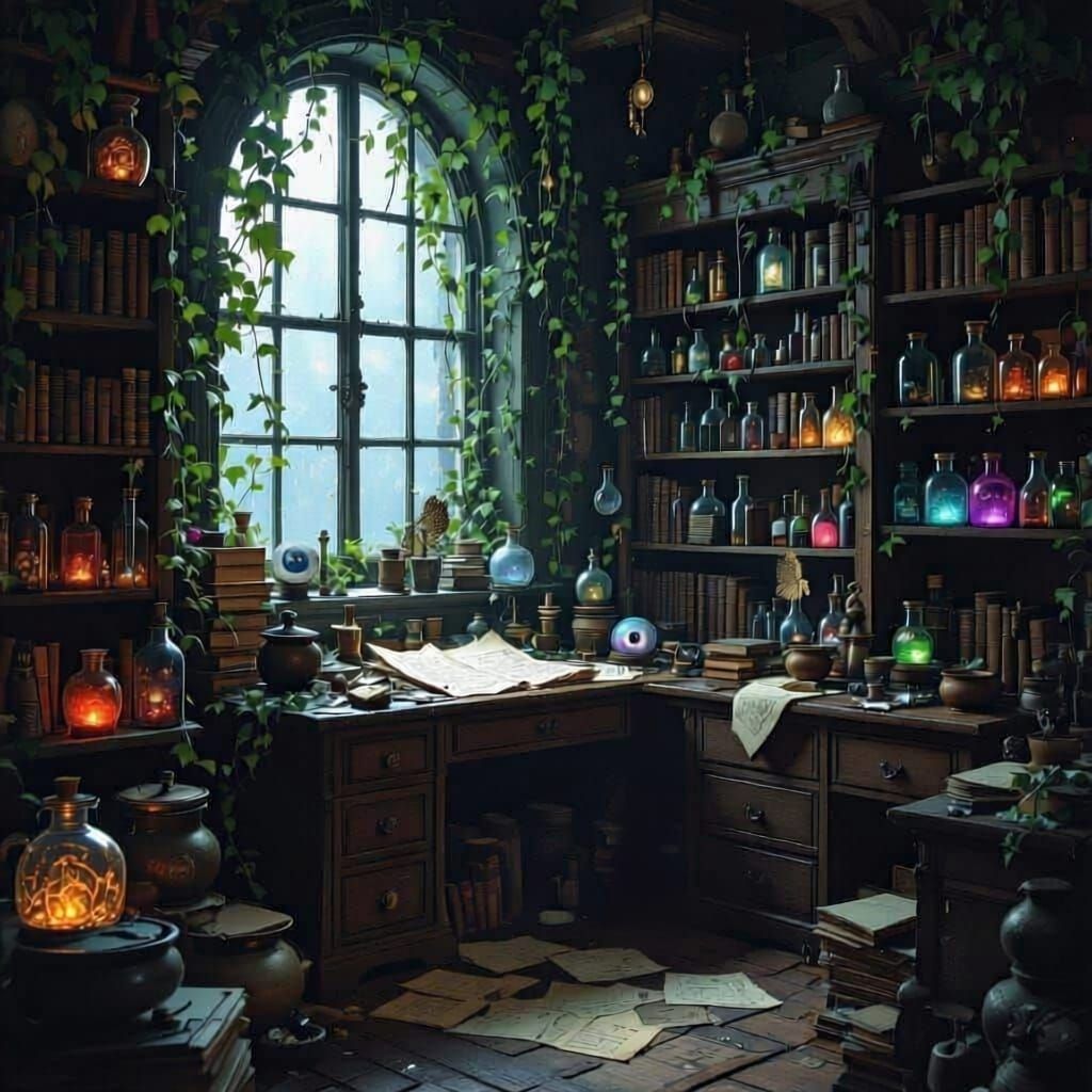 Hidden Objects in a Witch's Vintage Workspace