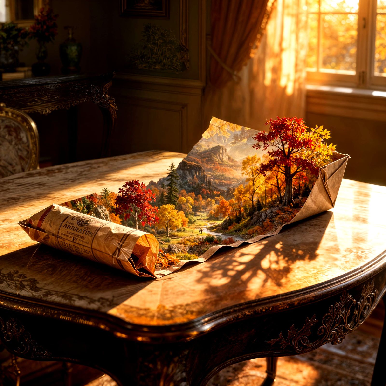 Autumn Landscape Unfolds in Vintage Package