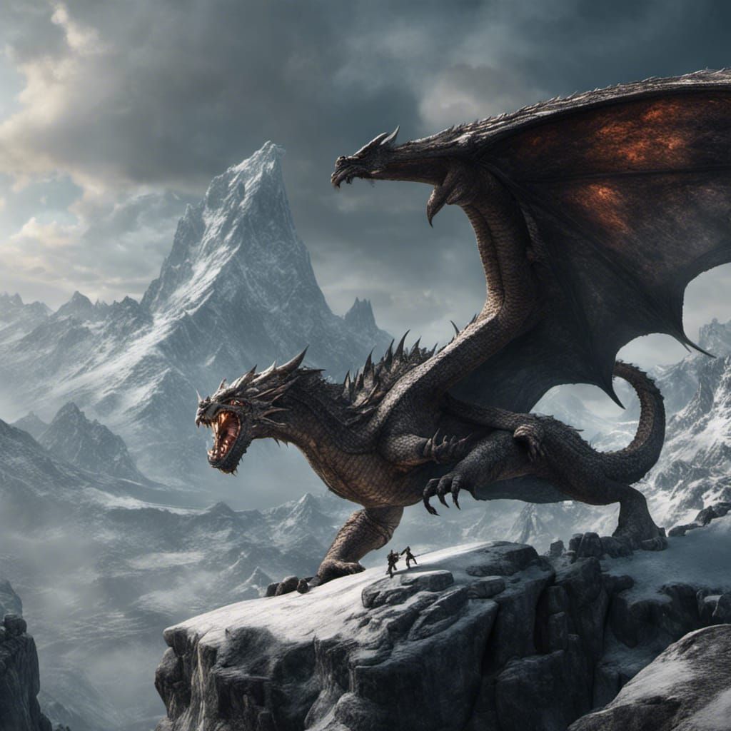 Dragonborn Battles Dragon: Fantasy Concept Art