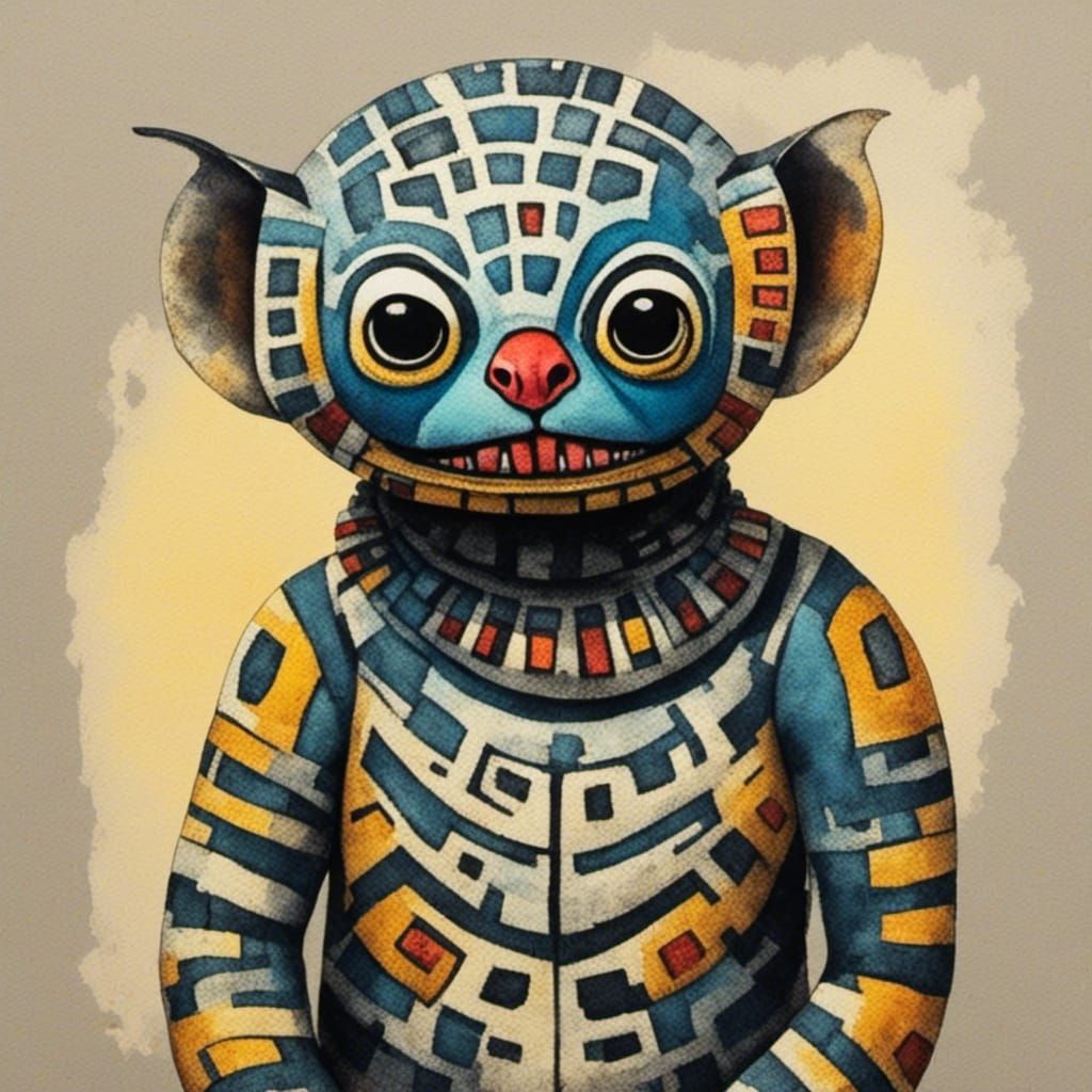 Abstract Doll Character in Art Brut Style