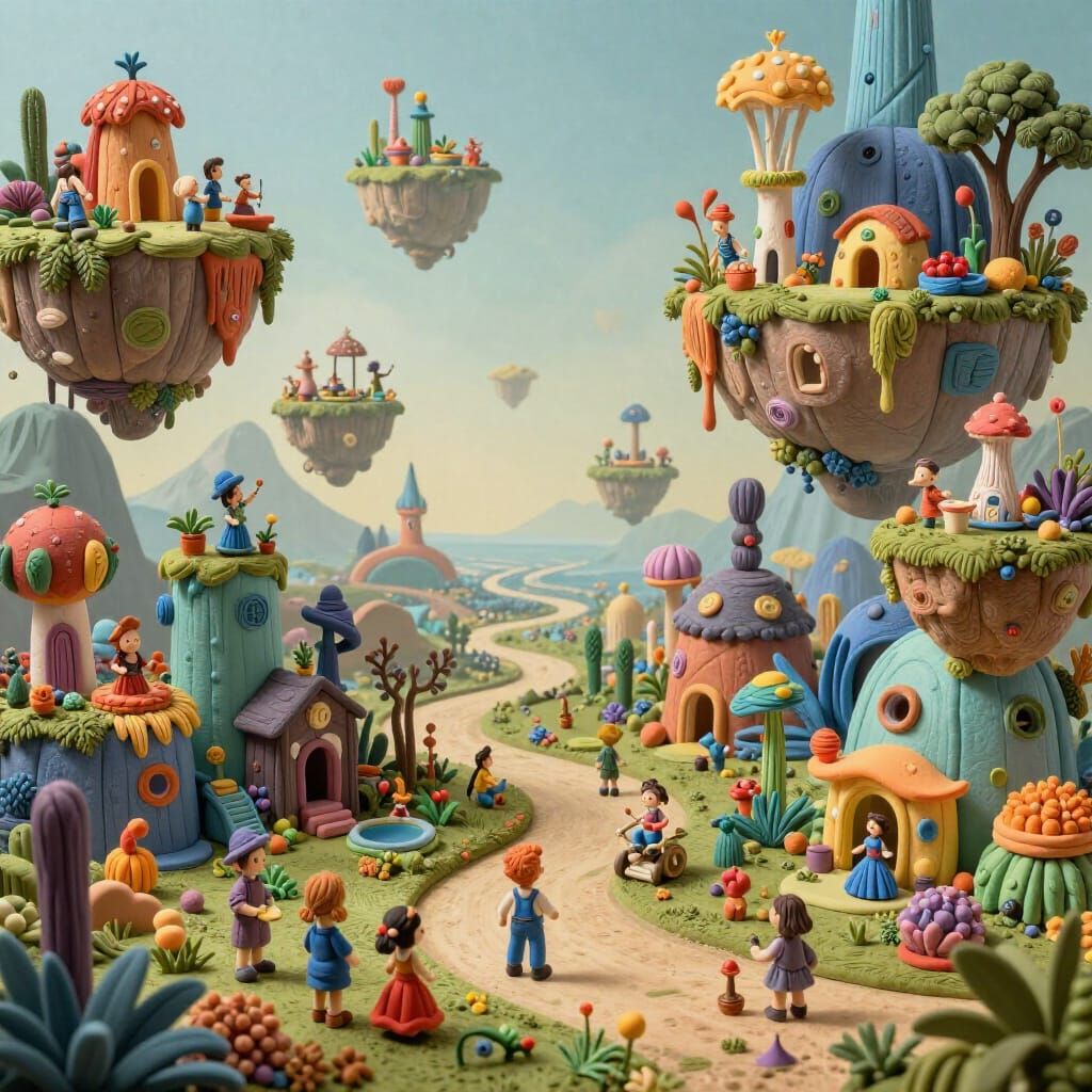 Surreal Miniature World with Whimsical Characters