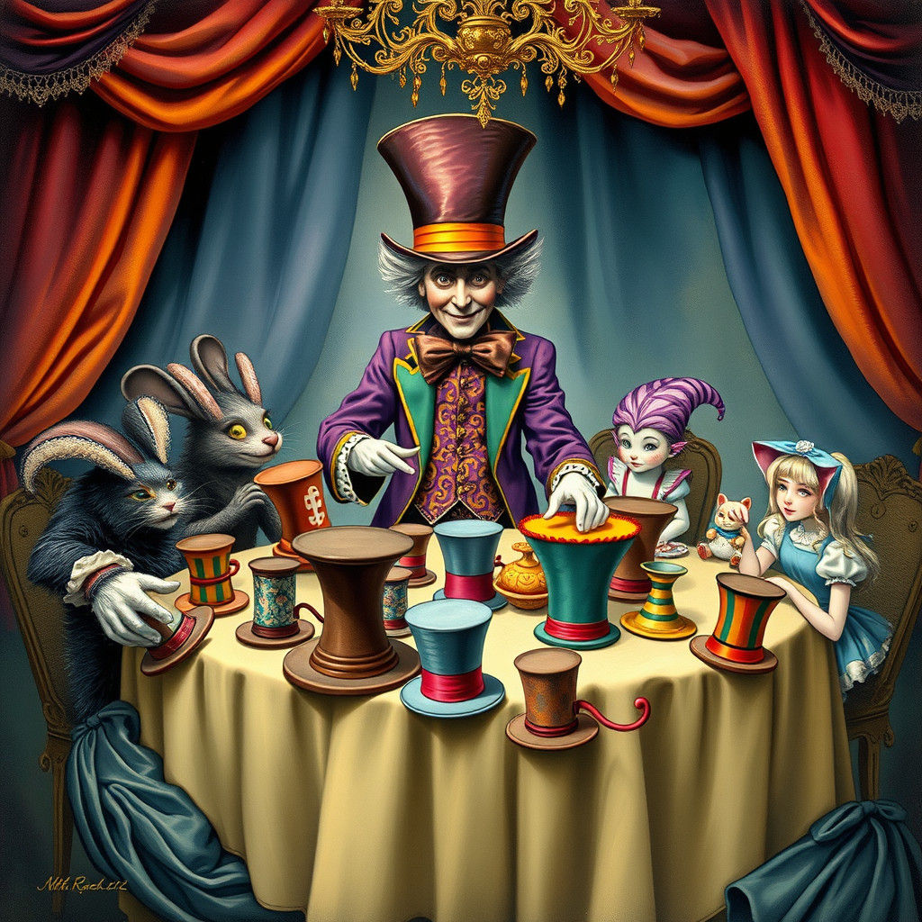 Mad Hatter's Whimsical Tea Party Hat Distribution