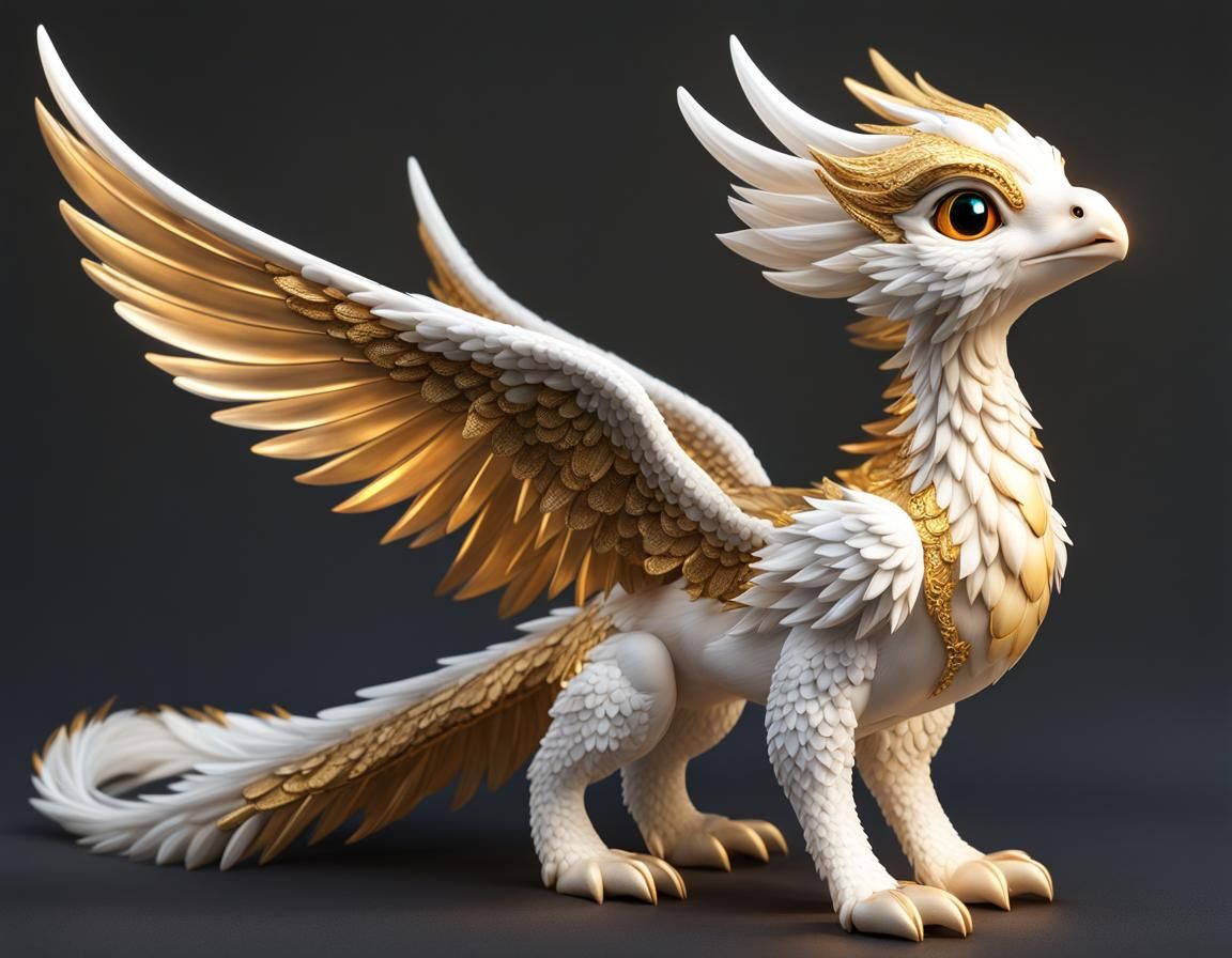 Cute Phoenix Dragon in Soft Moonbeam Starlight
