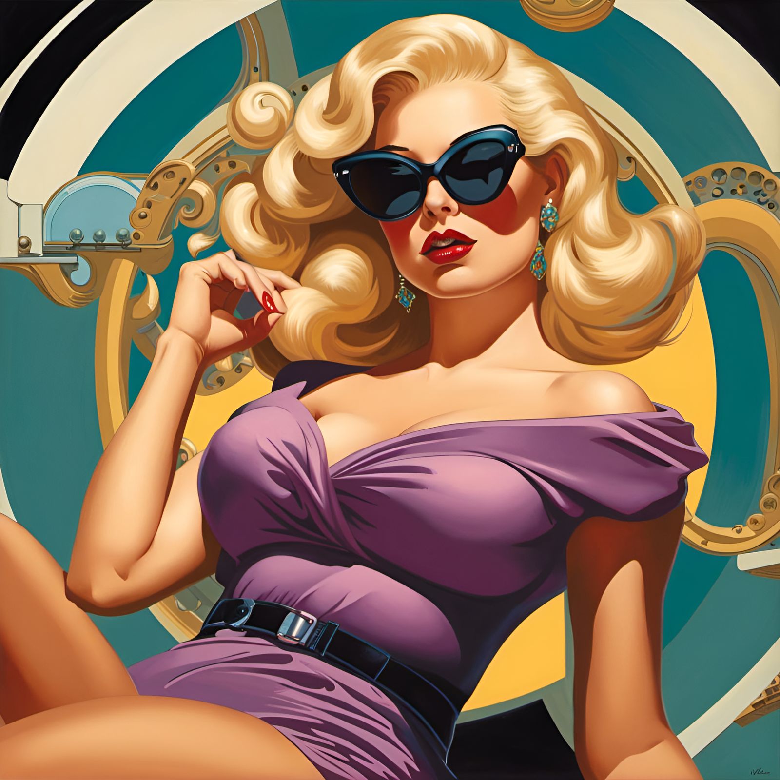 Glamorous Blonde in Pin-Up Club Portrait