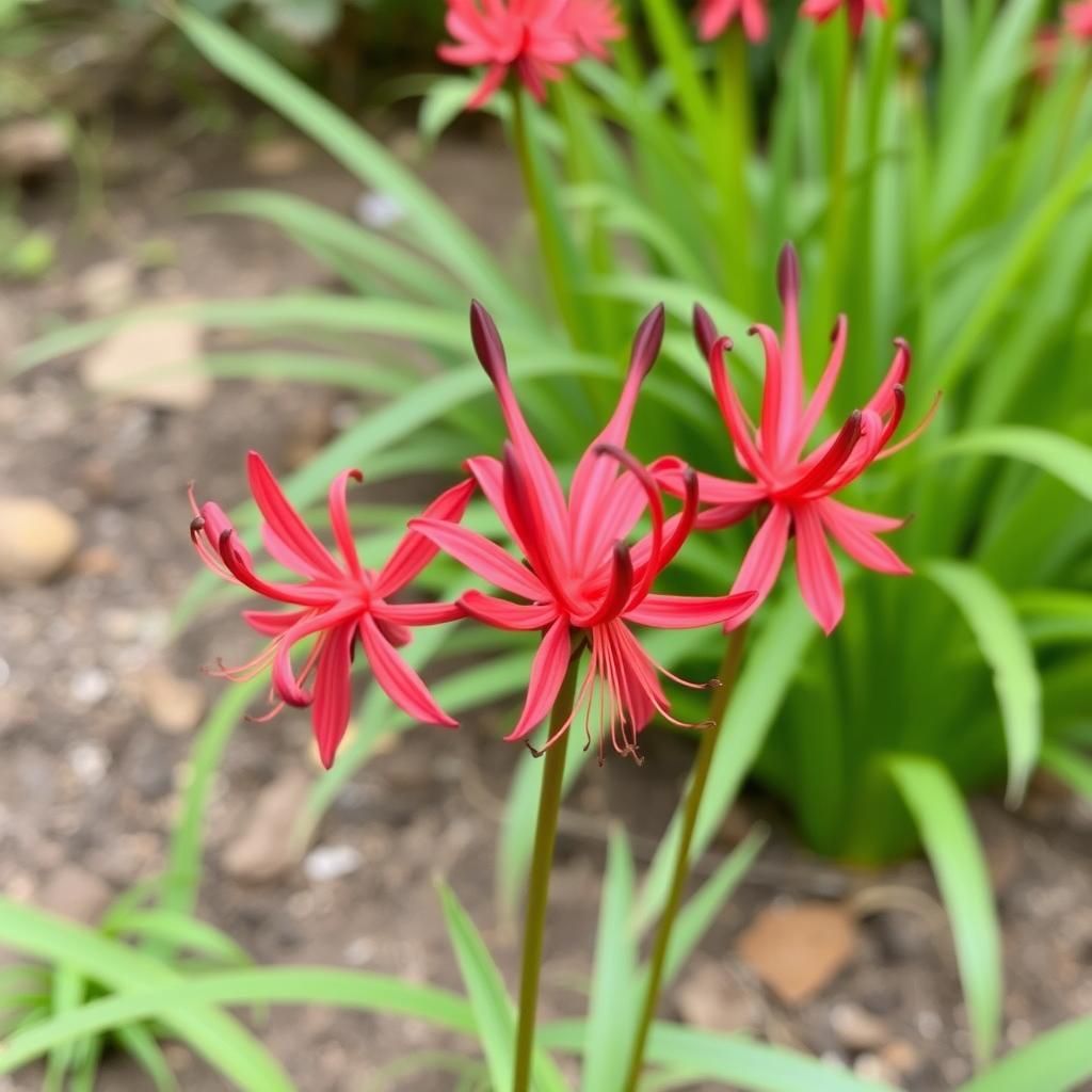 Red Spider Lilies on Black Background