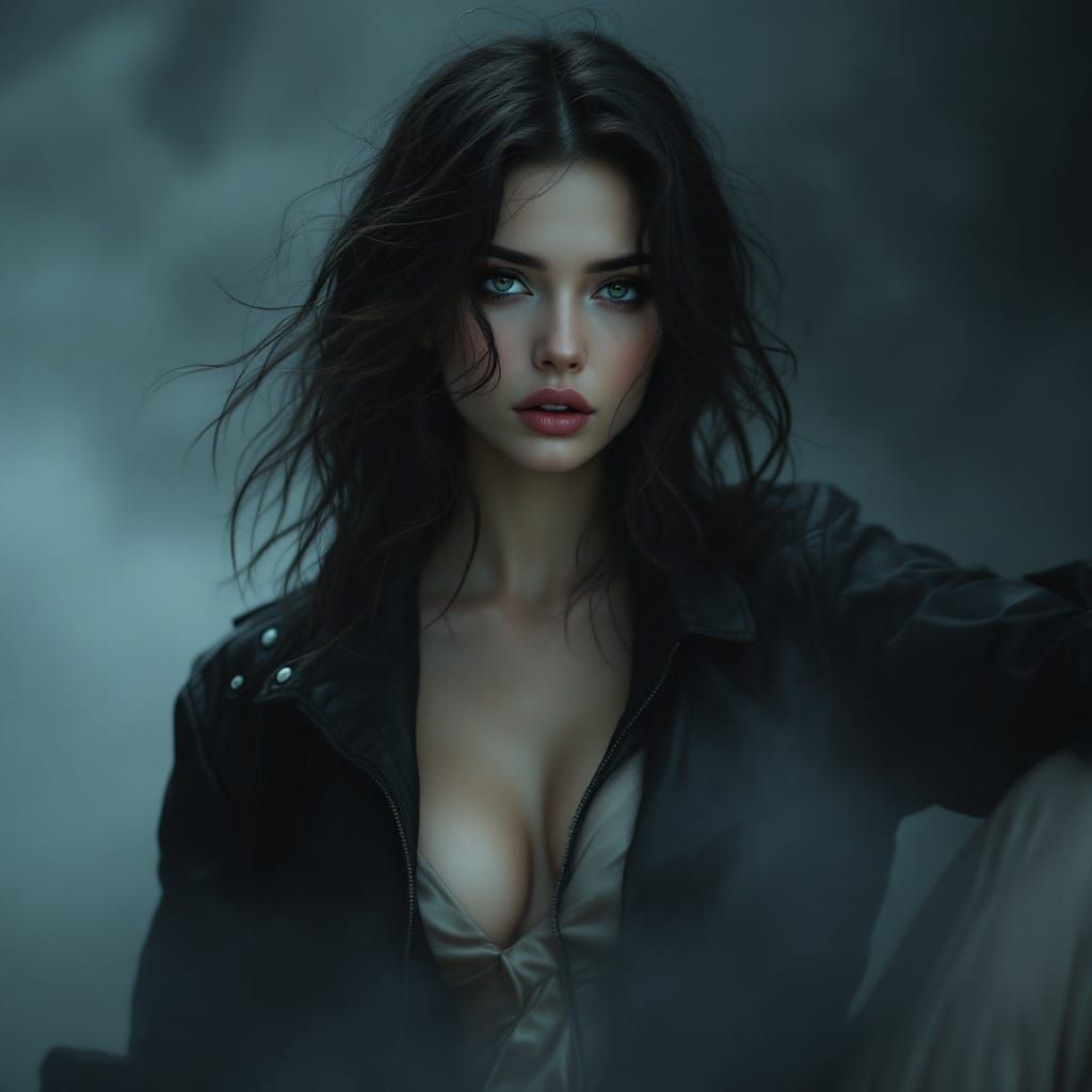 Enigmatic Woman in Dreamlike Atmosphere, a Masterpiece of Di...