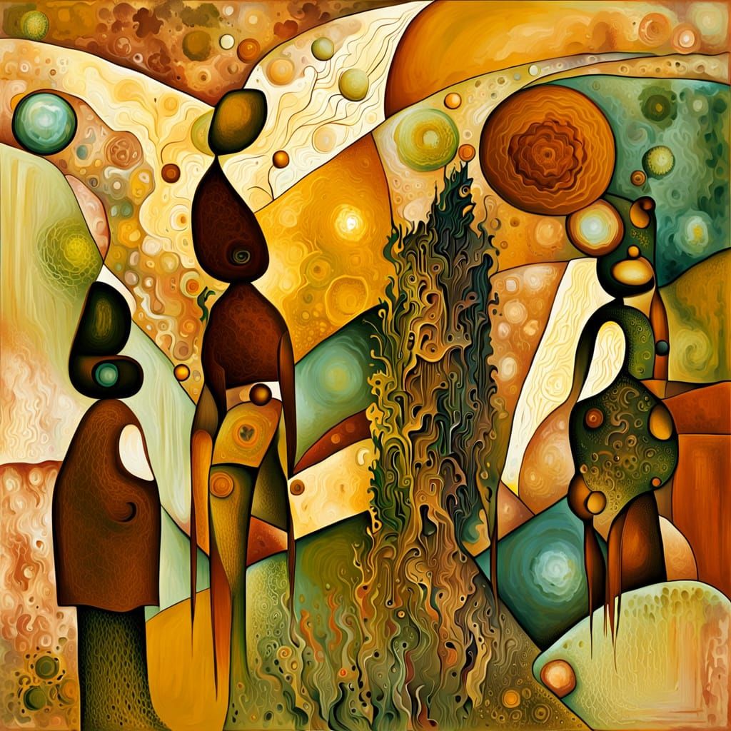 Abstract Expressionism: Dreamlike Figures in Earth Tones