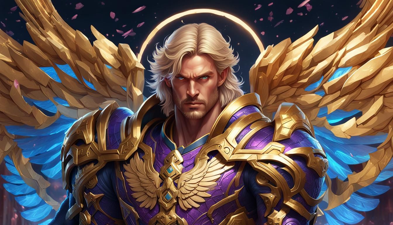 Uriel: Angel in Golden Armor, Hyperrealistic Illustration