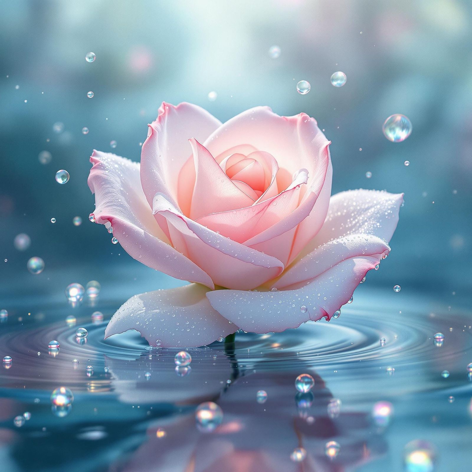 Dew-Kissed Rose: Matte Painting in Ethereal Light