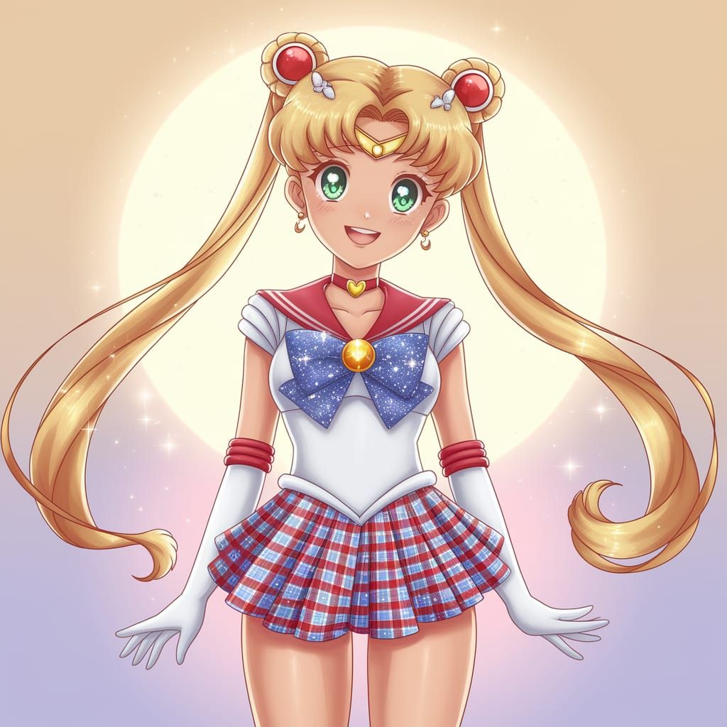 Glamorous Sailor Moon in Whimsical Gingham