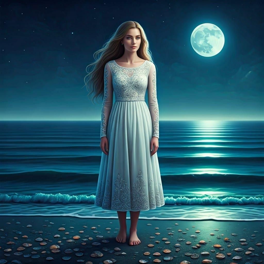 Bioluminescent Beach Shimmers in Starry Light