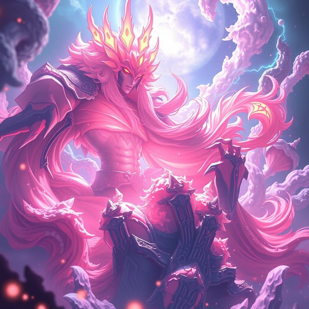 Radiant Anime Goddess in Cyberpunk Aesthetic