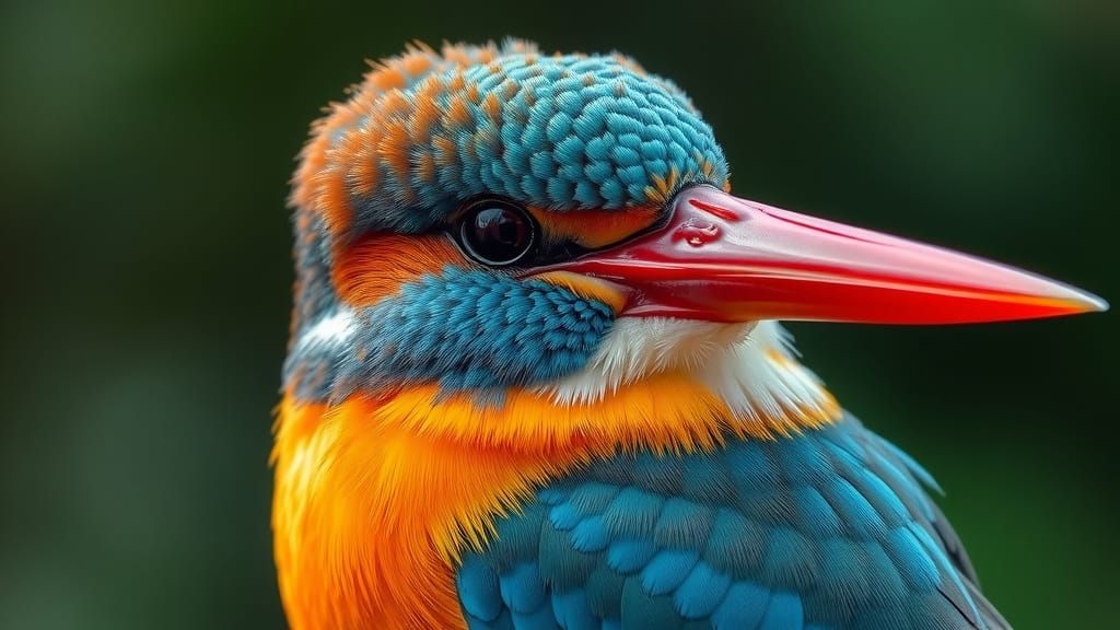 Vibrant Kingfisher Close-Up in Hyperrealistic Detail