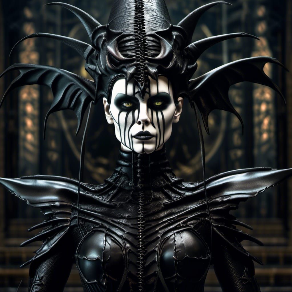 Gothic Mephistopheles Witch in Steampunk Horror Style