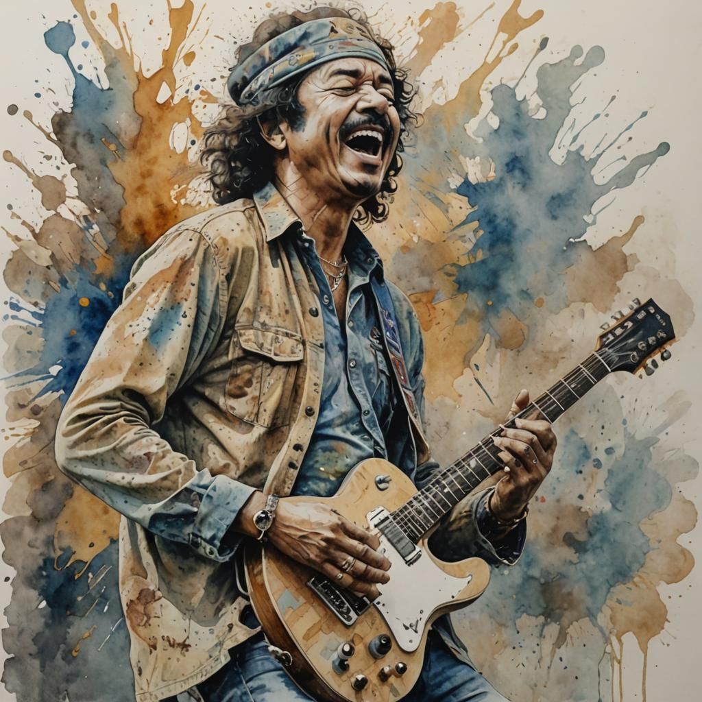 Musician Portrait in Pen and Watercolor