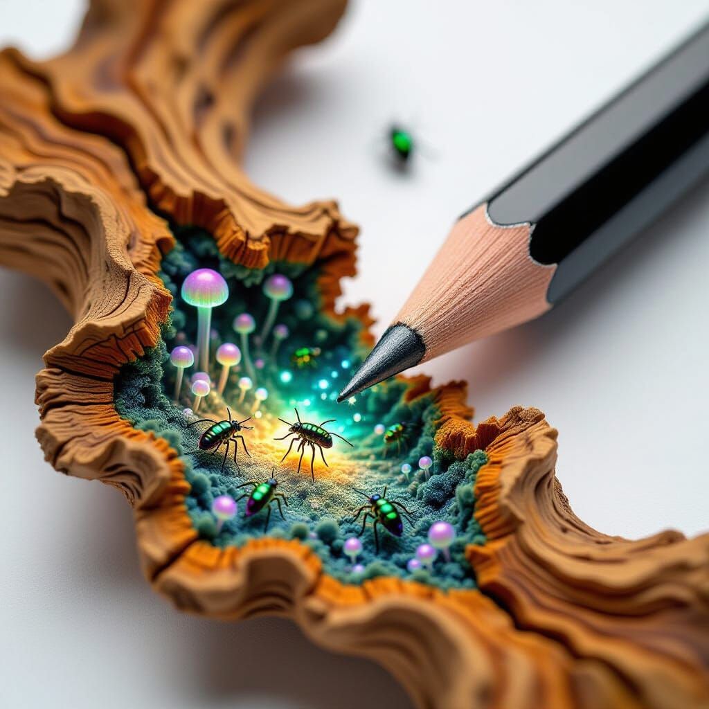 Pencil Fractures to Reveal Miniature Ecosystem