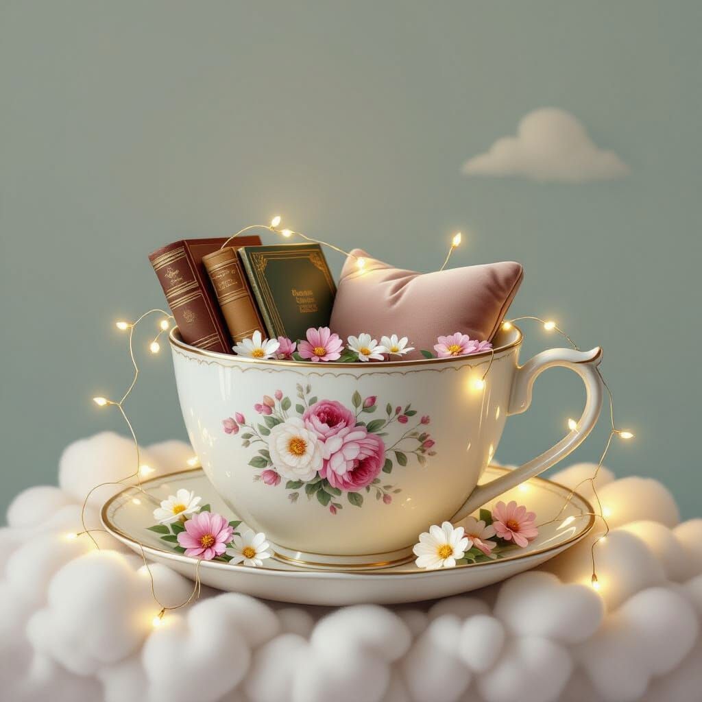 Whimsical Teacup Reading Nook in the Clouds