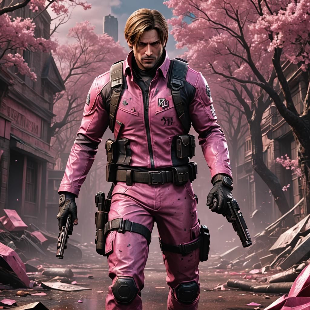 Leon Kennedy in Pink: Detailed Matte Painting