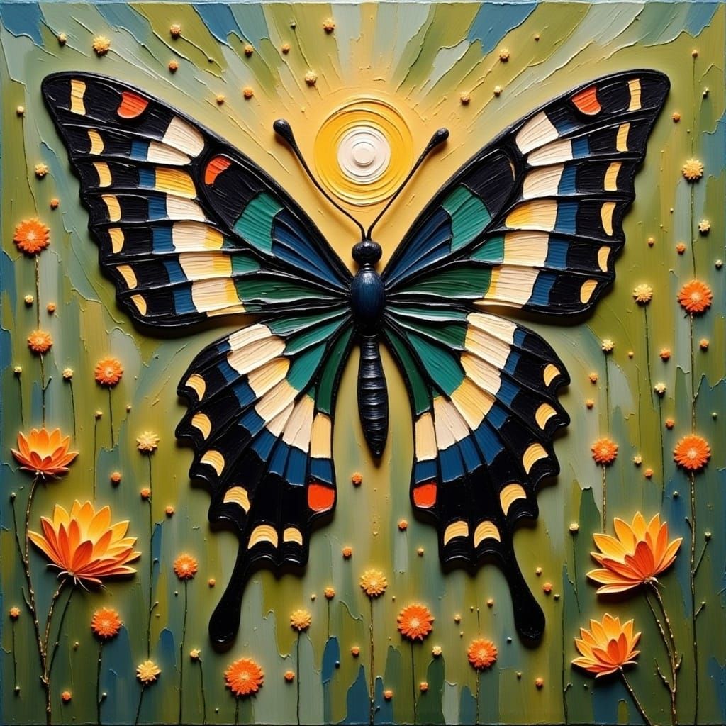 Beautiful Swallowtail Butterfly in Textured Flux Style