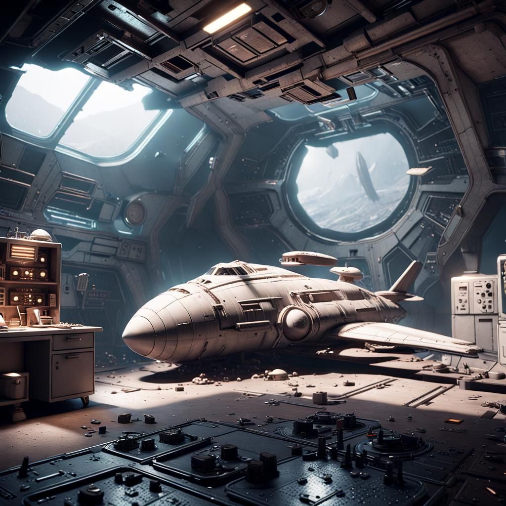 1950s Bunker Lab with Crashed Alien Spacecraft