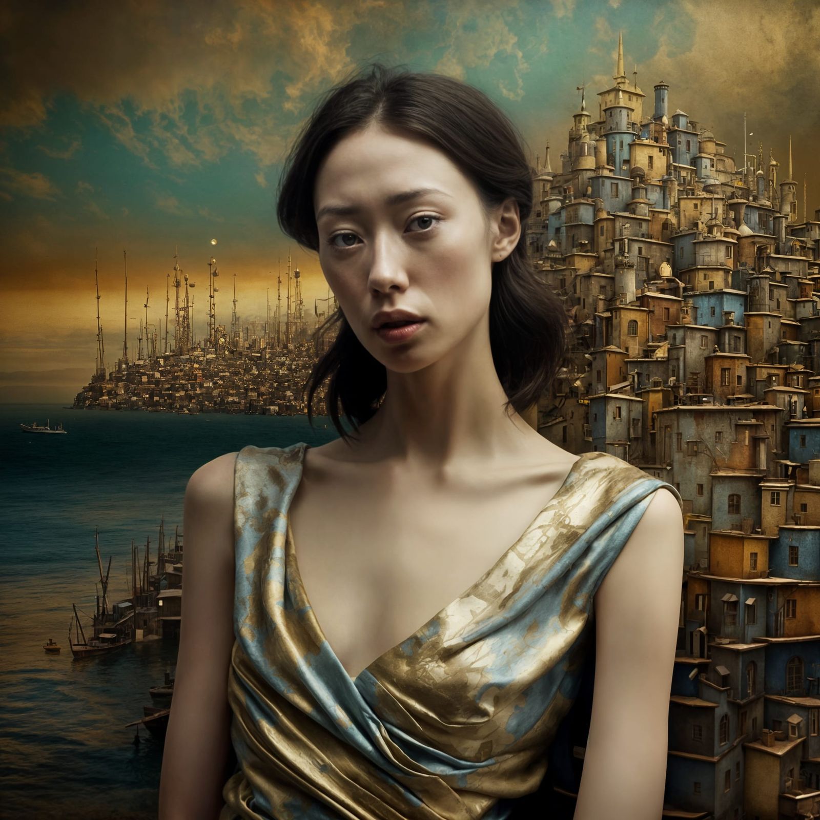 Abstract Gold Blending Cycles in Polychromatic Matte Paintin...