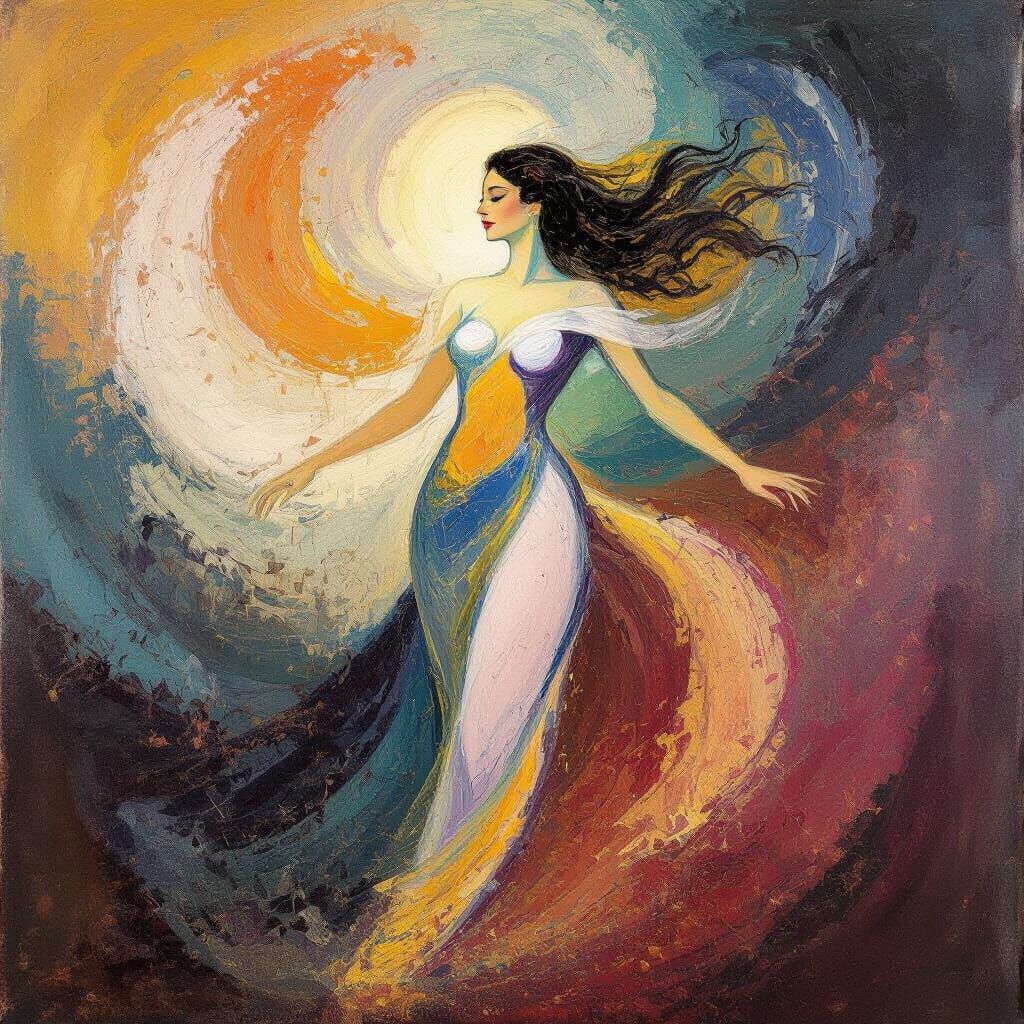 Ethereal Woman as Celestial Being in Abstract Creation