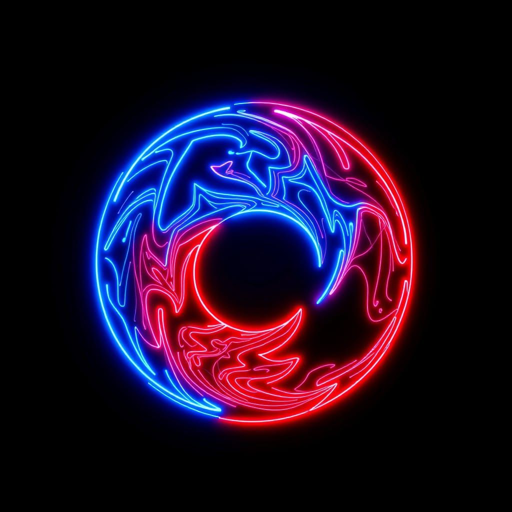 Electric Harmony: Cyberpunk Ying and Yang