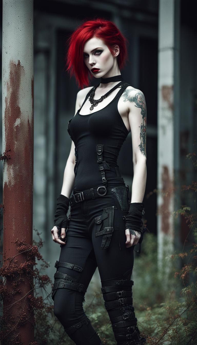 Ravishing Goth Woman in Post-Apocalyptic City